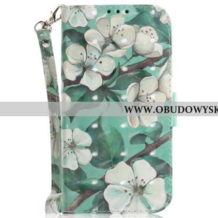 Etui Folio Xiaomi 15 Smycz Kwiaty Akwarelowe Etui Ochronne