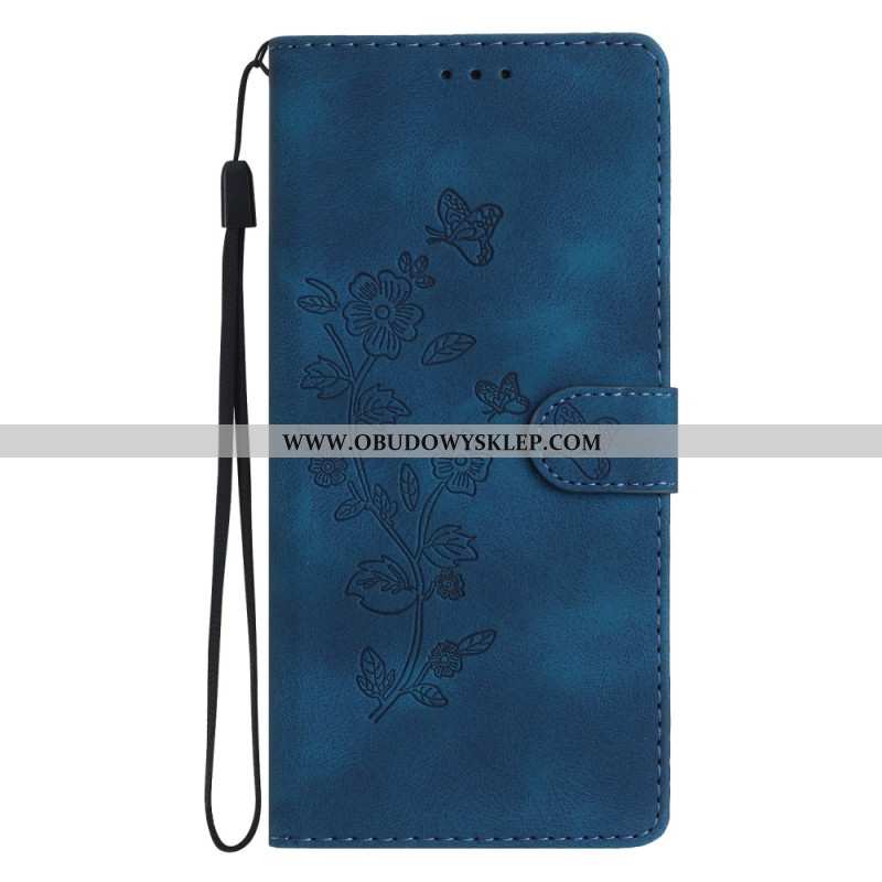 Etui Folio Xiaomi 17 Pro Kwiatowy Wzór Z Efektem Zamszu Etui Ochronne