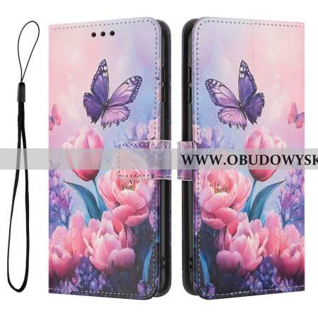 Etui Folio Xiaomi 17 Pro Max Motyl I Różowe Kwiaty Etui Ochronne