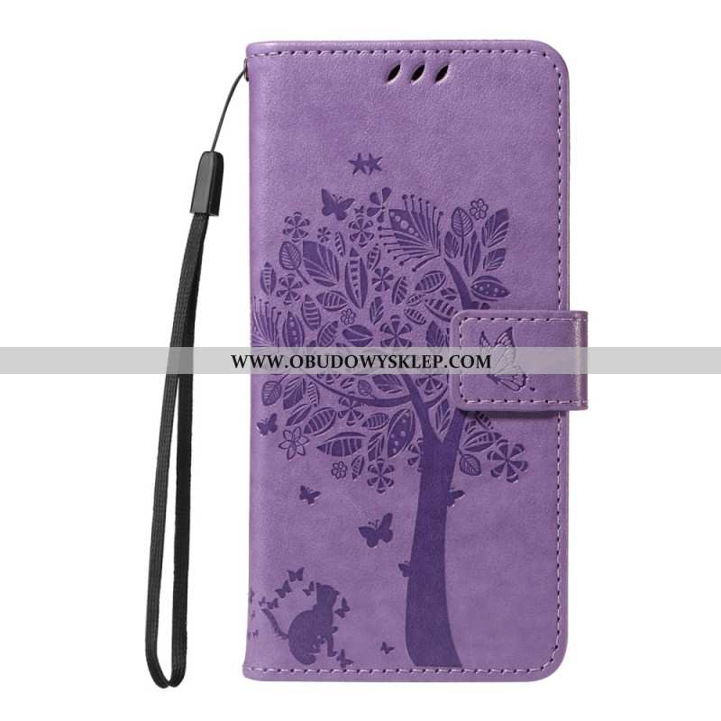 Etui Folio Xiaomi Redmi Note 14 4g Drzewo I Kot Etui Ochronne