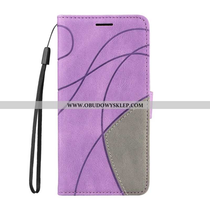 Etui Folio Xiaomi Redmi Note 14 4g Dwukolorowe Faliste Linie Etui Ochronne