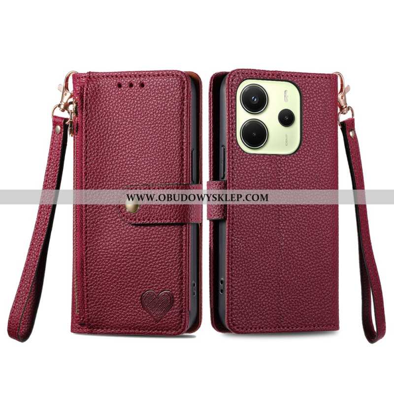 Etui Folio Xiaomi Redmi Note 14 4g Portfel Z Wzorem Serca Etui Ochronne