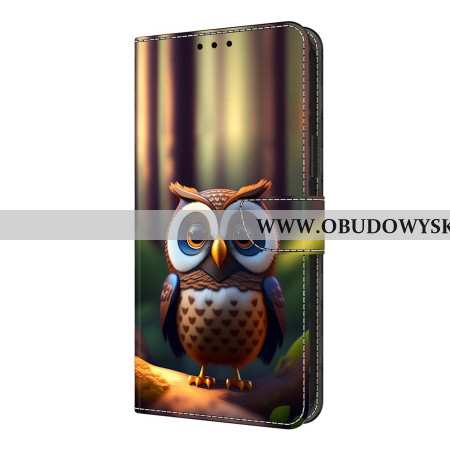 Etui Folio Xiaomi Redmi Note 14 Pro 4g Brązowy Sowa Etui Ochronne