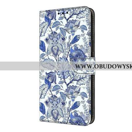Etui Folio Xiaomi Redmi Note 14 Pro 4g Niebieski Wzór Kwiatowy Etui Ochronne