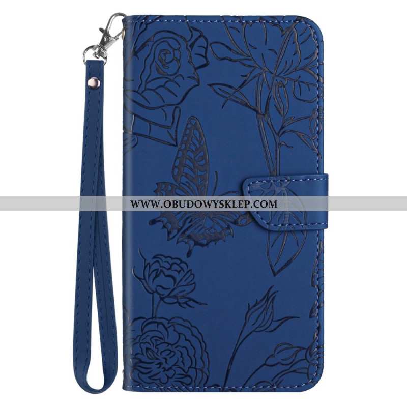 Etui Folio Xiaomi Redmi Note 14 Pro 5g Nadruk Motyli Z Paskiem Etui Ochronne
