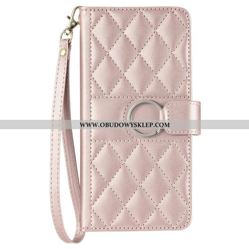 Etui Folio Xiaomi Redmi Note 14 Pro 5g Pikowane Z Paskiem I Paskiem Na Ramię Etui Ochronne