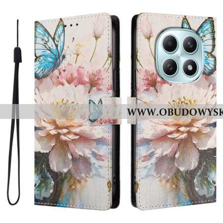 Etui Folio Xiaomi Redmi Note 15 5g Motyl I Kwiaty Etui Ochronne