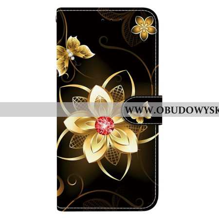Etui Folio Xiaomi Redmi Note 15 5g Złoty Kwiat Etui Ochronne