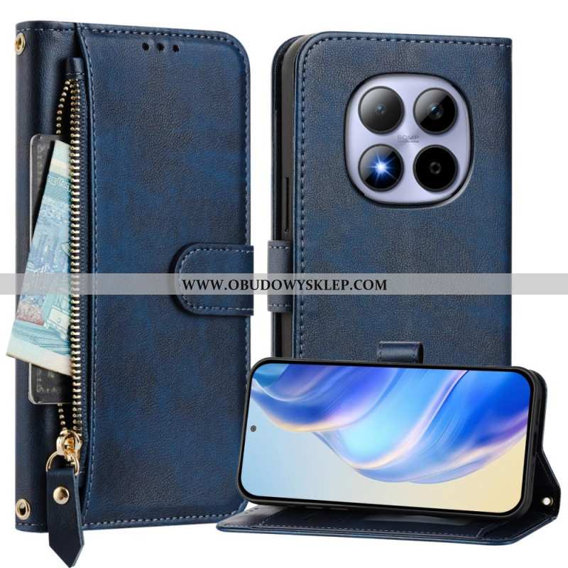 Etui Folio Xiaomi Redmi Note 15 Pro 5g Kieszeń Na Zamek I Wiele Przegródek Na Karty Etui Ochronne