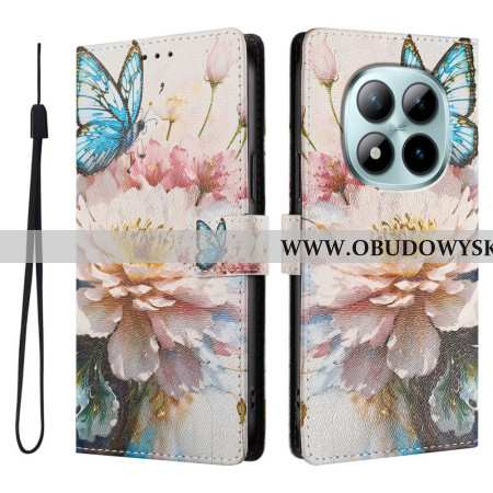 Etui Folio Xiaomi Redmi Note 15 Pro Plus 5g Niebieski Kwiat I Motyl