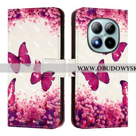 Etui Folio Xiaomi Redmi Note 15 Pro Plus 5g Różowe Motyle
