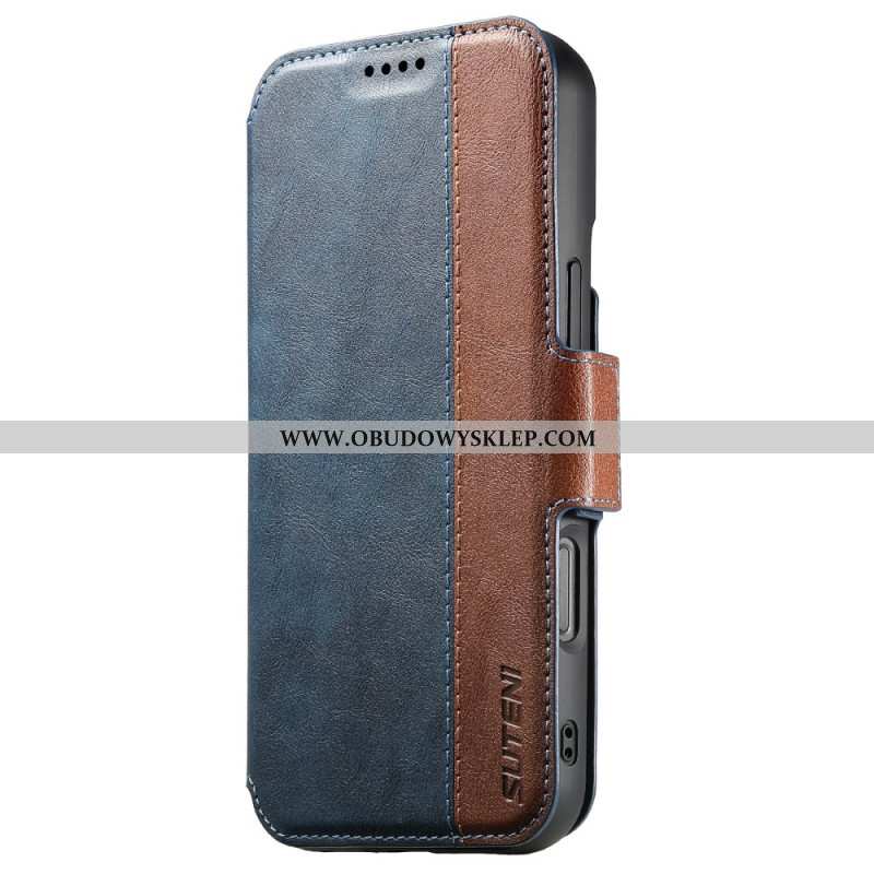 Etui Folio iPhone 17 Dwukolorowa Teksturowana Skóra Magsafe Etui Ochronne