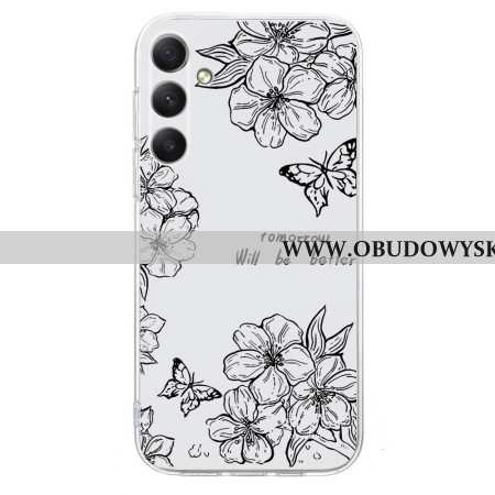 Etui Samsung Galaxy A17 4g / 5g Motyle I Białe Kwiaty