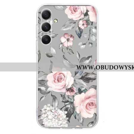 Etui Samsung Galaxy A17 4g / 5g Szary Kwiatowy Wzór