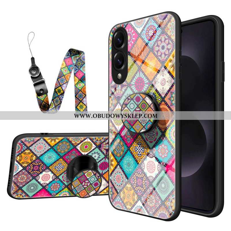 Etui Samsung Galaxy S25 5g Edge Stojak I Smycz W Patchworkowy Wzór Etui Ochronne