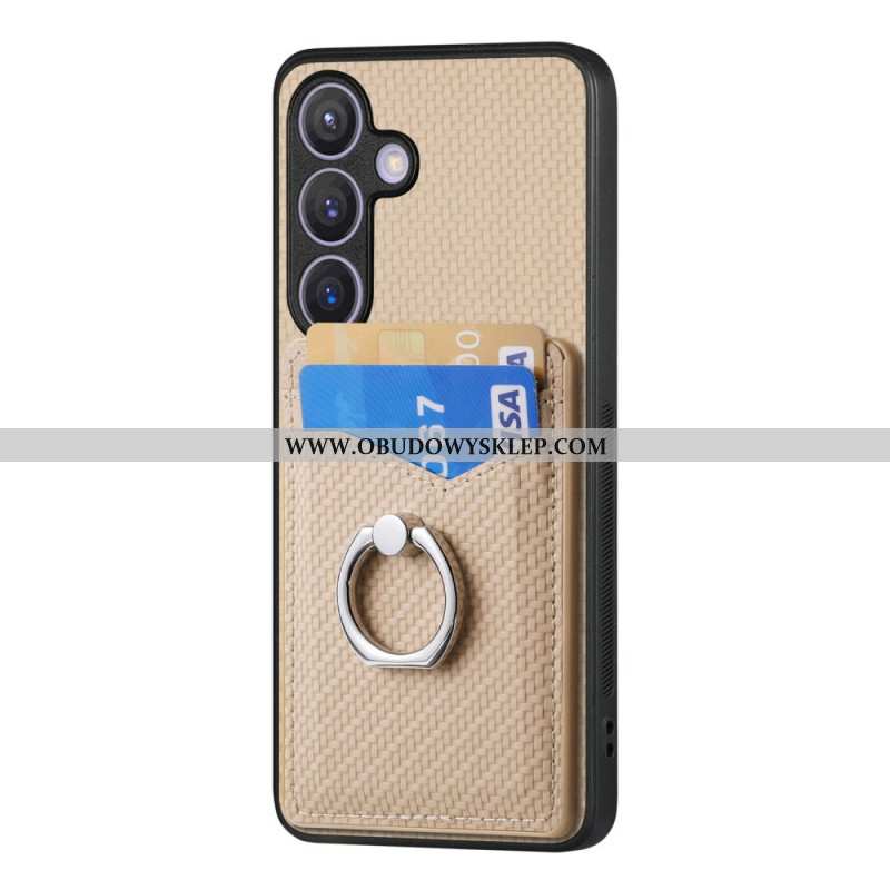 Etui Samsung Galaxy S25 Plus 5g Włókno Węglowe Z Uchwytem Na Karty I Uchwytem Na Pierścionek Etui Oc