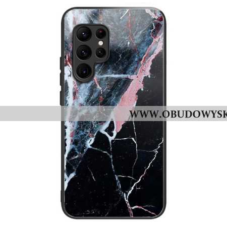 Etui Samsung Galaxy S25 Ultra 5g CZarno-białe Szkło Hartowane Z Marmuru Etui Ochronne