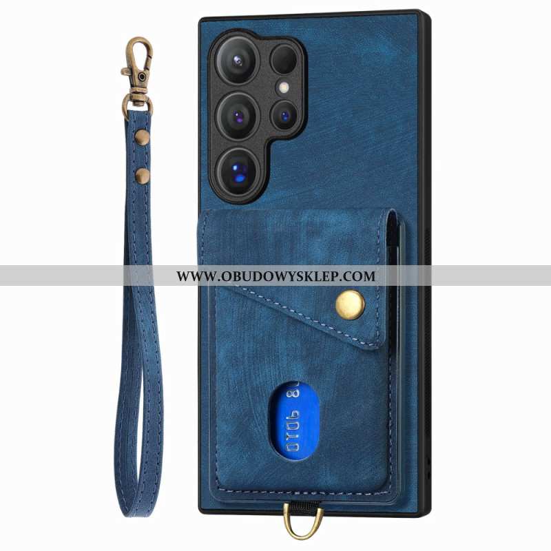 Etui Samsung Galaxy S25 Ultra 5g Etui Z Efektem Zamszu Z Uchwytem Na Karty I Stojakiem