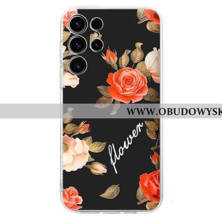 Etui Samsung Galaxy S25 Ultra 5g Kwiatowy Wzór Na CZarnym Tle Etui Ochronne