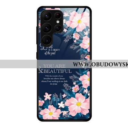 Etui Samsung Galaxy S25 Ultra 5g Różowe Kwiaty Ze Szkła Hartowanego Etui Ochronne