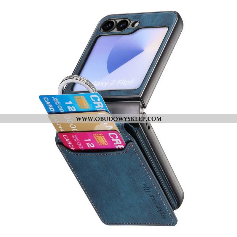 Etui Samsung Galaxy Z Flip 7 Fe Efekt Zamszu Z Przegródką Na Karty Etui Ochronne