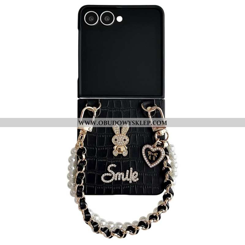 Etui Samsung Galaxy Z Flip 7 Uśmiechnięty Króliczek Z Bransoletką Etui Ochronne