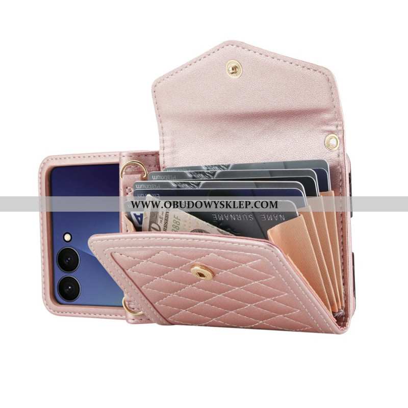 Etui Samsung Galaxy Z Flip 7 Wyściełany Uchwyt Na Karty I Pasek Na Ramię Etui Ochronne