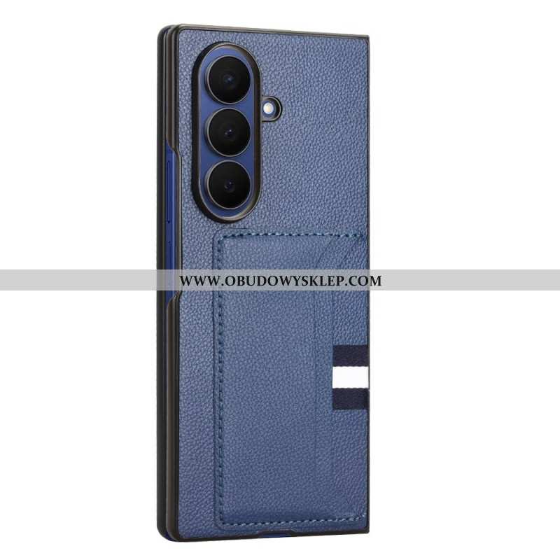 Etui Samsung Galaxy Z Fold 7 Tekstura Liczi Z Uchwytem Na Karty Etui Ochronne