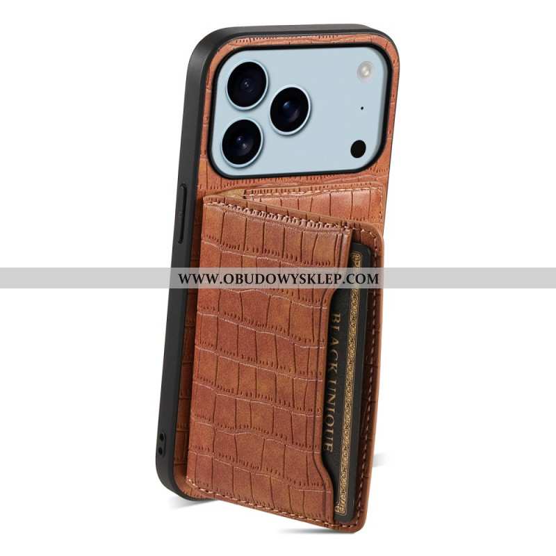 Etui iPhone 17 Pro Etui Na Karty Z Efektem Skóry Krokodyla Etui Ochronne