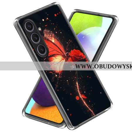 Futerały Samsung Galaxy S25 Plus 5g Etui Na Telefon CZerwony Motyl