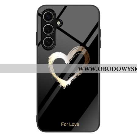 Futerały Samsung Galaxy S25 Plus 5g Etui Na Telefon Szkło Hartowane Ze Złotym Sercem Na CZarnym Tle