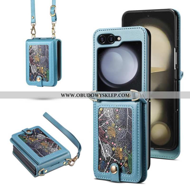 Futerały Samsung Galaxy Z Flip 7 Etui Na Telefon Marmurkowy Wizytownik I Pasek Na Ramię