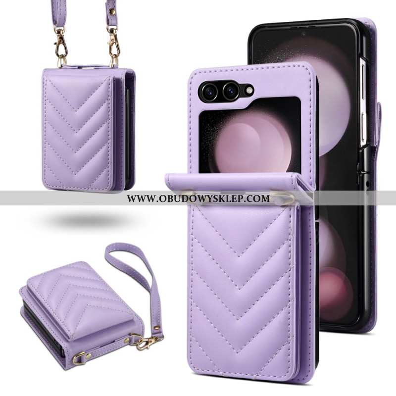 Futerały Samsung Galaxy Z Flip 7 Fe Etui Na Telefon Pikowane Etui Na Karty I Pasek Na Ramię