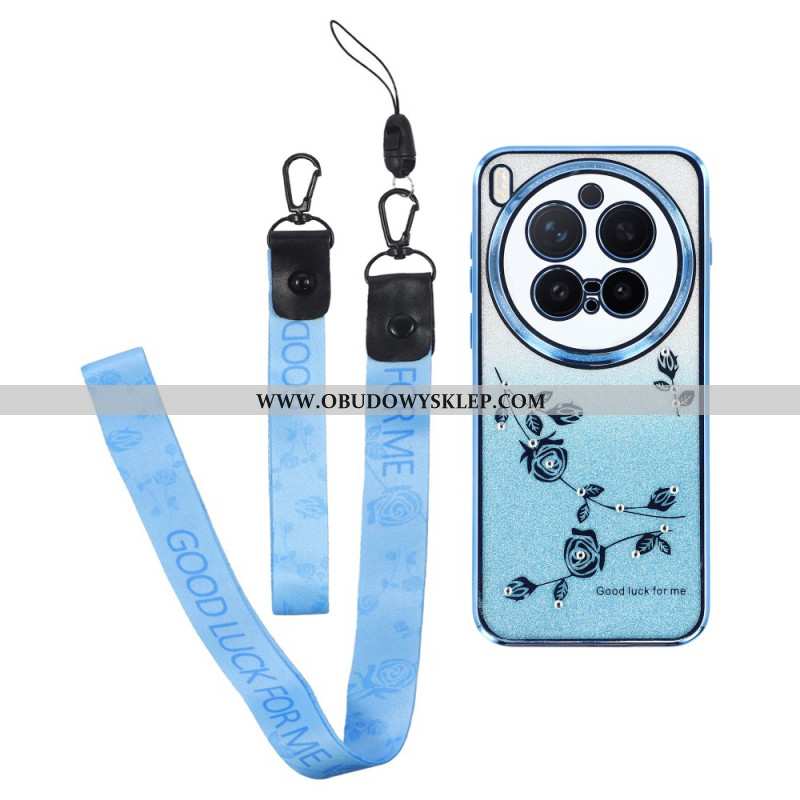 Futerały Vivo X300 Pro Etui Na Telefon Paski Z Kwiatami I Kryształkami