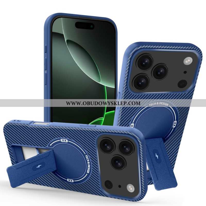 Hülle iPhone 17 Pro Max Carbonfaser-optik Mit Integriertem Ständer