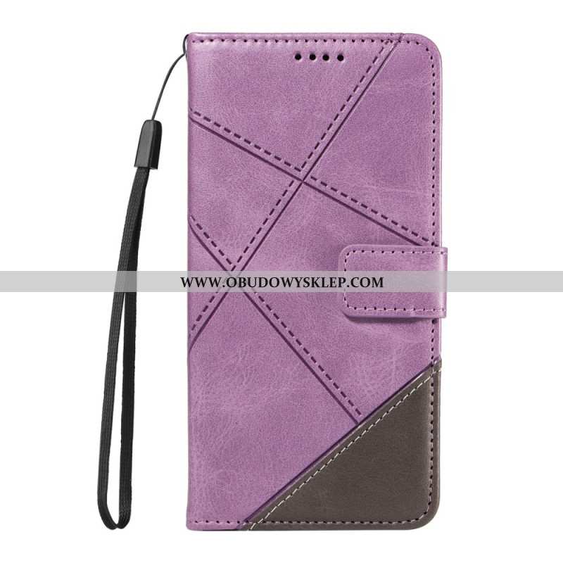 Skórzany Futerał Oneplus 13r Etui Na Telefon Geometryczny Wzór