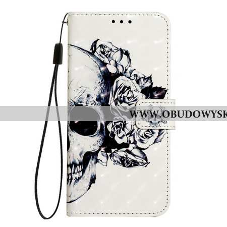 Skórzany Futerał Oneplus Nord 4 Etui Na Telefon Kwiatowa CZaszka
