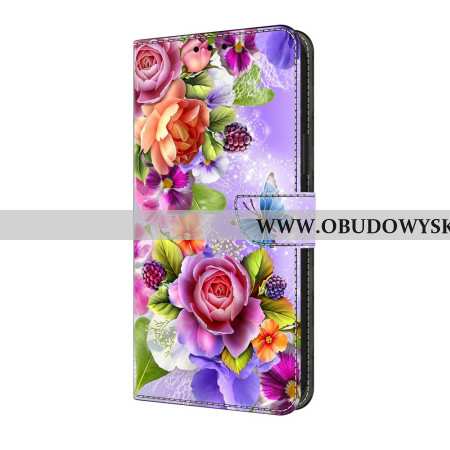 Skórzany Futerał Samsung Galaxy A17 4g / 5g Etui Na Telefon Intensywny Kwiatowy Wzór