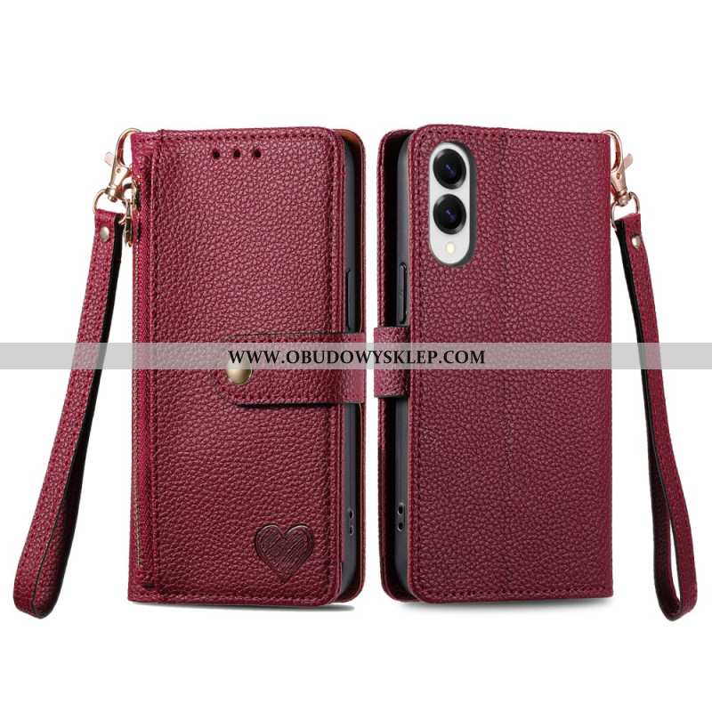 Skórzany Futerał Samsung Galaxy S25 5g Edge Etui Na Telefon Wzór Serca Rfid