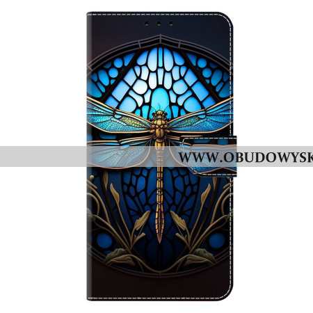 Skórzany Futerał Samsung Galaxy S25 Plus 5g Etui Na Telefon Niebieska Ważka