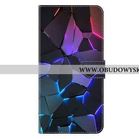 Skórzany Futerał Samsung Galaxy S25 Plus 5g Etui Na Telefon Niebieskie Pęknięcia