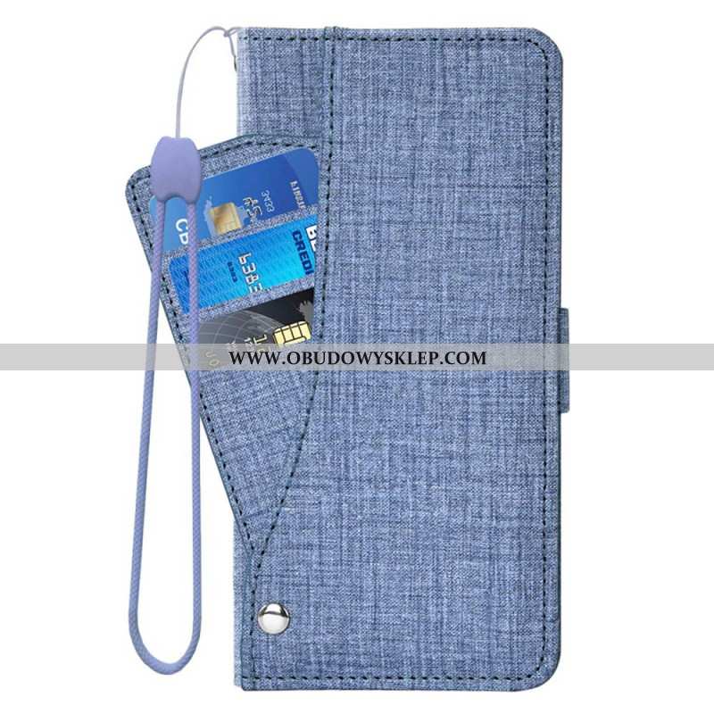 Skórzany Futerał Samsung Galaxy S26 Etui Na Telefon Tekstura Dżinsu I Obrotowy Uchwyt Na Karty