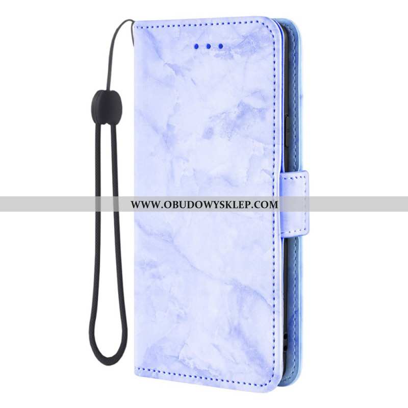 Skórzany Futerał Samsung Galaxy S26 Etui Na Telefon Wzór Marmurkowy I Podwójne Zapięcie