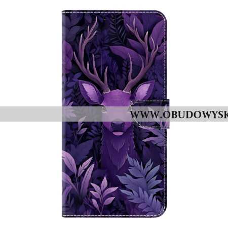 Skórzany Futerał Samsung Galaxy S26 Plus Etui Na Telefon Fioletowy Motyw Jelenia