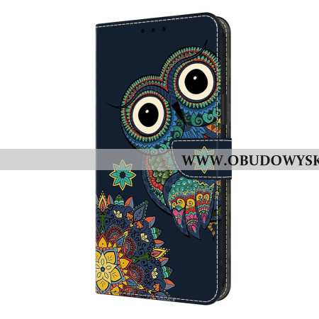 Skórzany Futerał Samsung Galaxy S26 Plus Etui Na Telefon Sowa Wzór Mandali