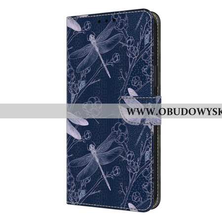 Skórzany Futerał Samsung Galaxy S26 Plus Etui Na Telefon Ważki Na Niebieskim Tle