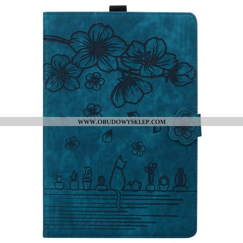 Skórzany Futerał Samsung Galaxy Tab S11 Ultra Etui Na Telefon Scena Z Efektem Zamszu Z Kotem