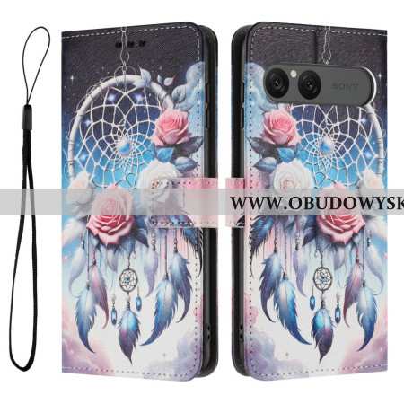 Skórzany Futerał Sony Xperia 10 Vii Etui Na Telefon Kwiatowy Łapacz Snów