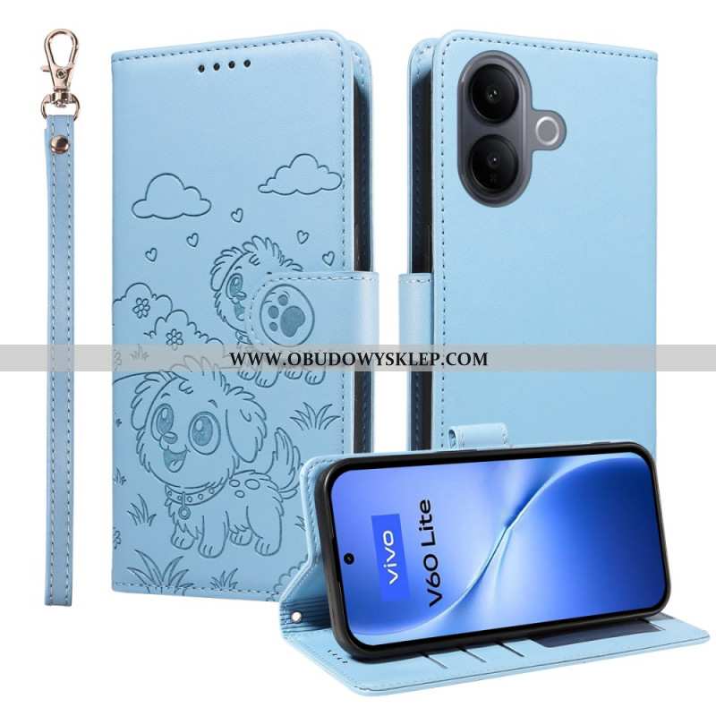 Skórzany Futerał Vivo V60 Lite Etui Na Telefon Ochrona Rfid I Wzór Psa