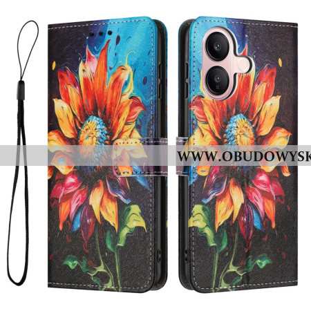 Skórzany Futerał Vivo V60 Lite Etui Na Telefon Słonecznik